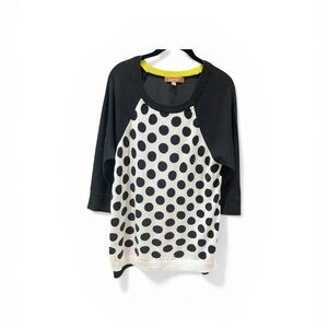 Ellen Tracey Black & White Polka Dot Raglan Sweater Size L